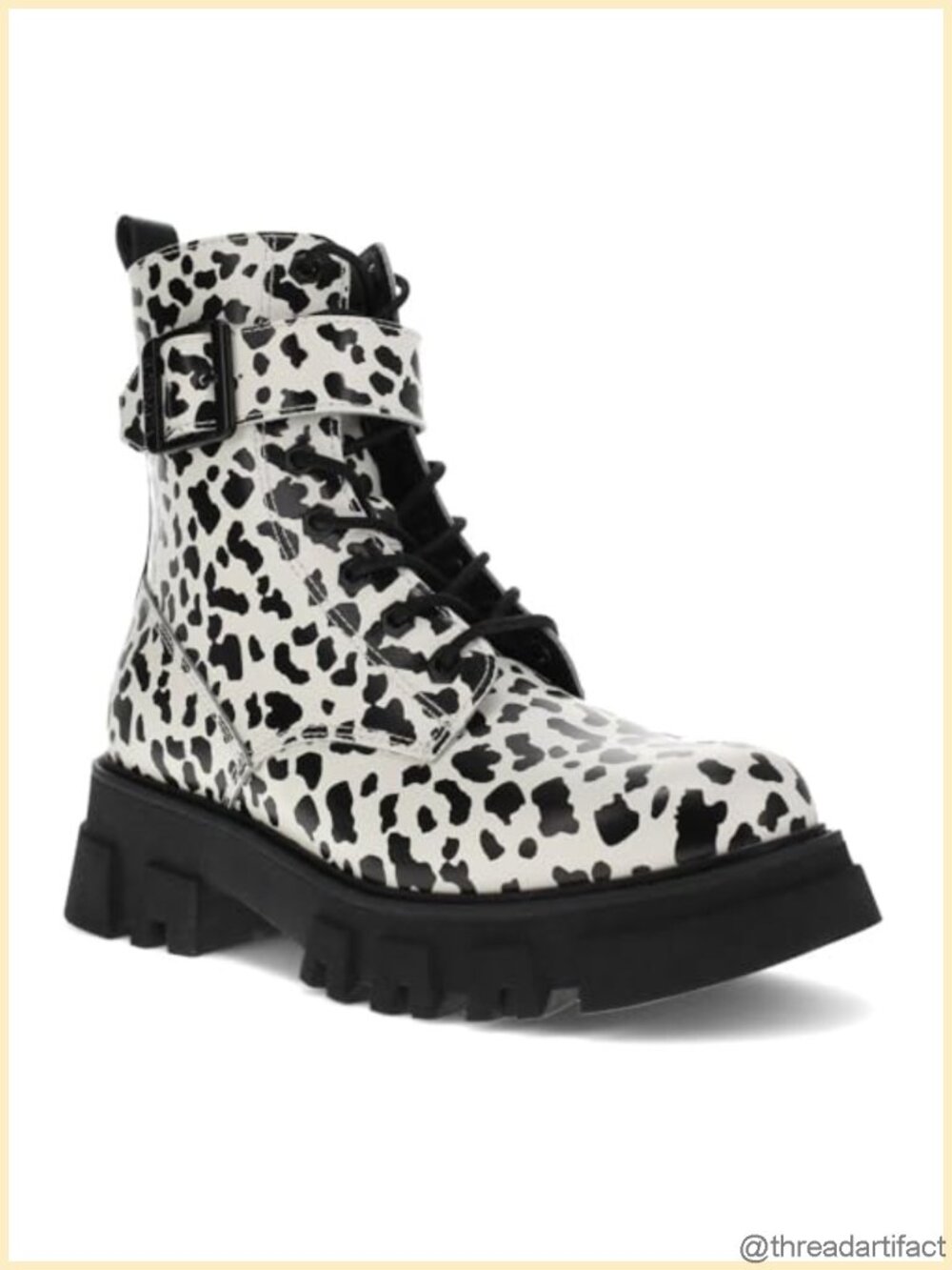 Levi's Women's Giselle Leopard Bootie - Rugged Leather Lace-Up Buckle Boot Shoes